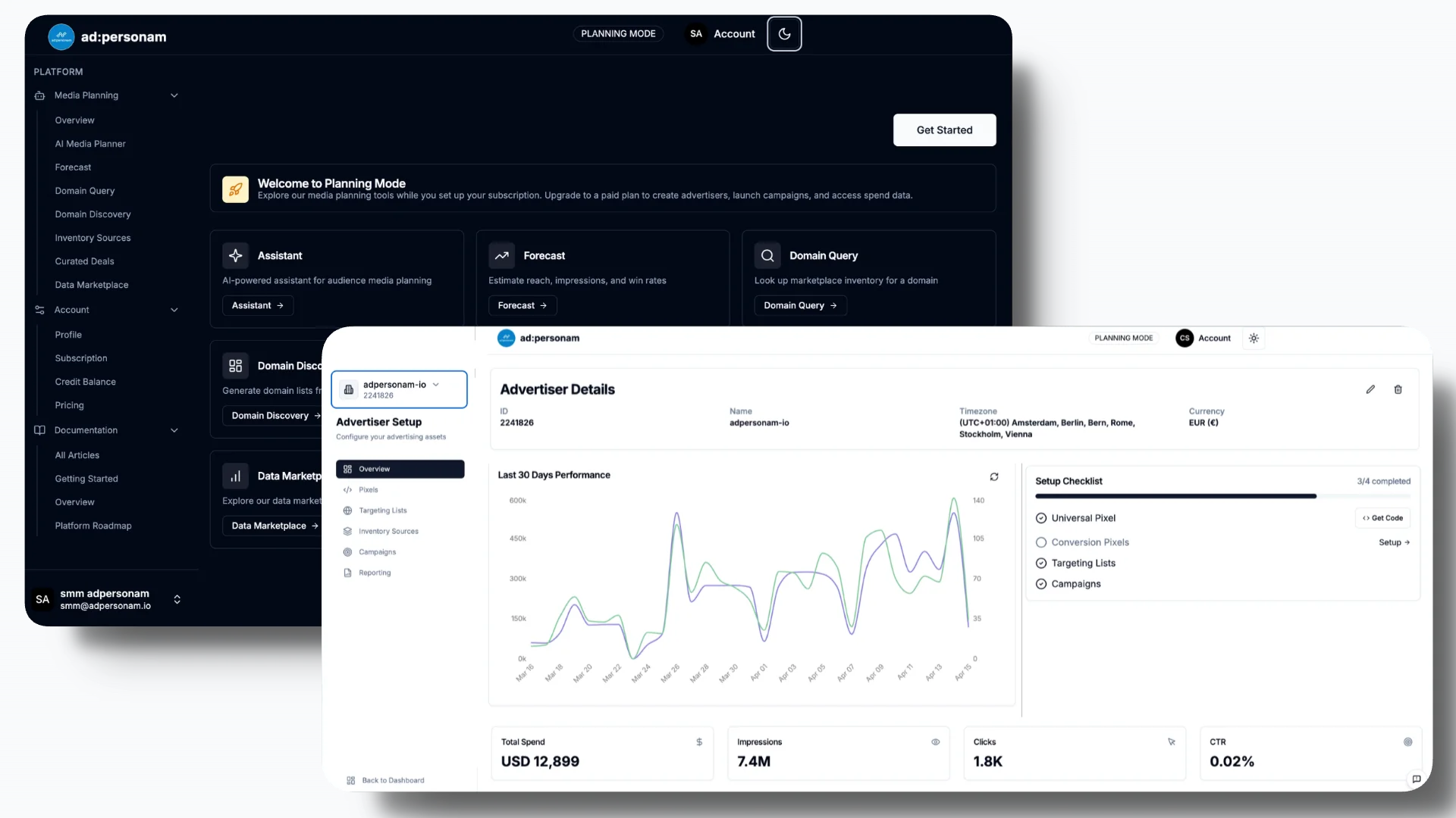 Self-serve programmatic advertising platform dashboard